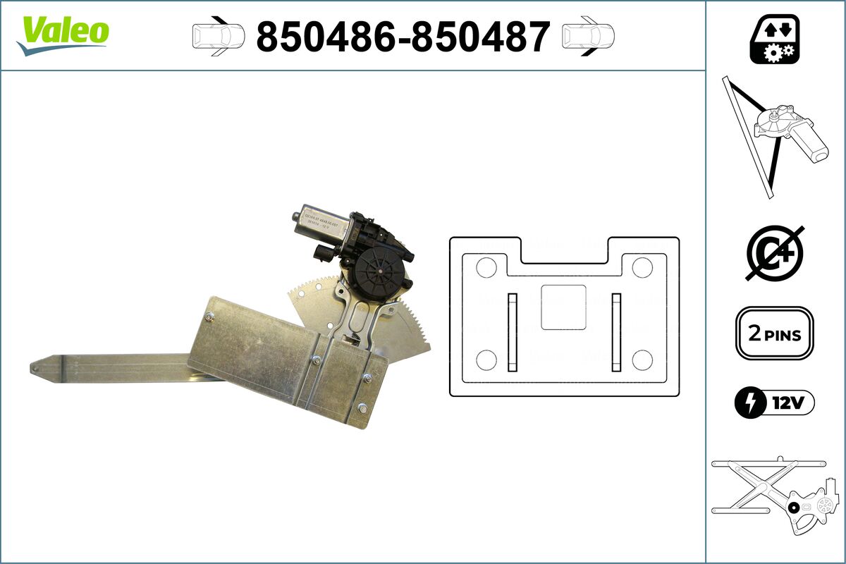 Mecanism actionare geam 850486 VALEO